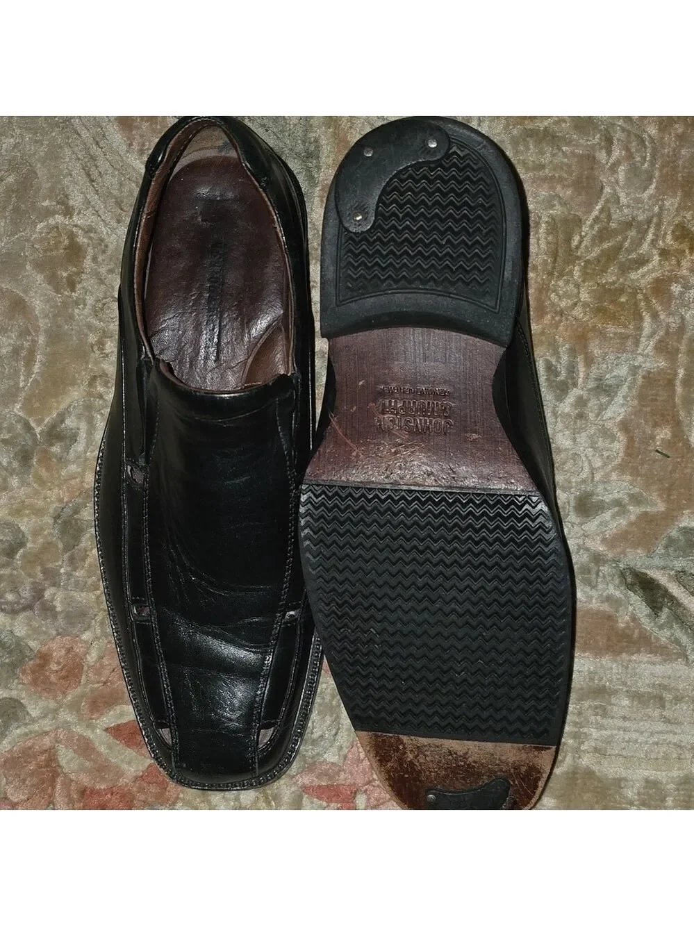 Johnston & Murphy Shoes Men's Size 8.5 8-1/2  Black Leather Loafers Slip On